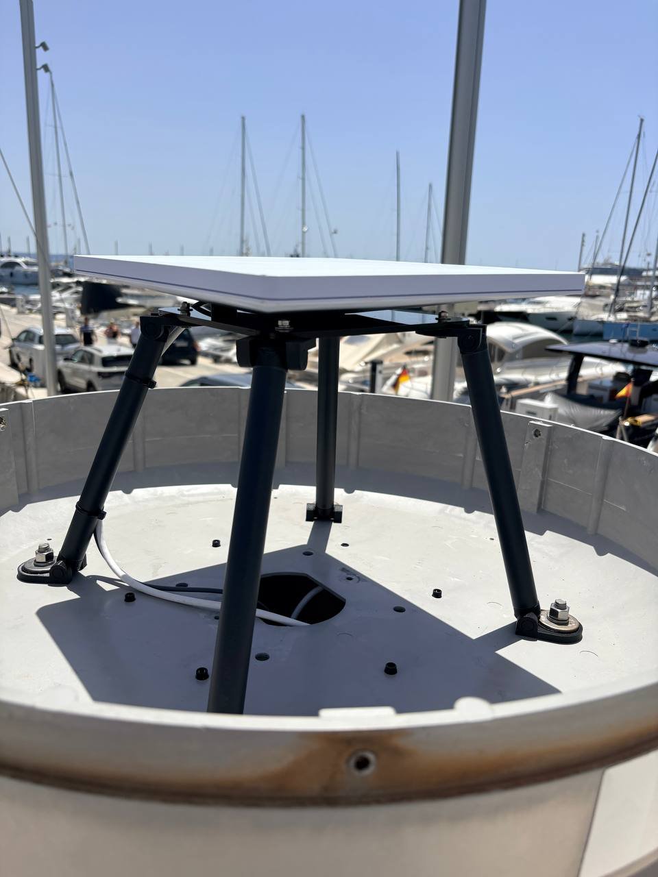Starlink antenna installed on a yacht in Mallorca